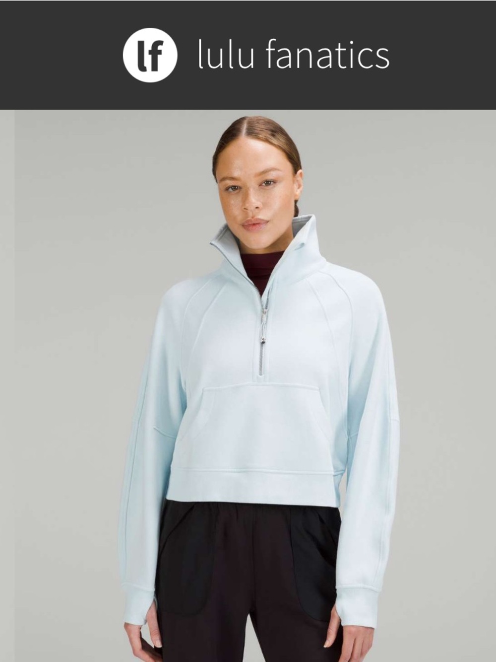 Lululemon Scuba Oversized Half-Zip Funnel Neck XS/S Powder Blue Waist Length
